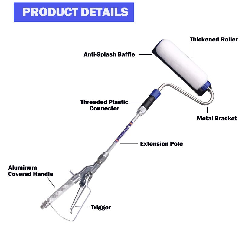 DUSICHIN Inner Feed Airless Paint Spray Roller Sprayer Gun Attachment Kit Accessories High Pressure Wand Power Roller 10 Inches Extension for Titan Graco Airless Paint Sprayer Aftermarket Parts DUS133 - Image 2